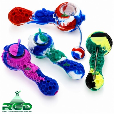 SILICONE HANDPIPE HONEYCOMB WITH CAP SP352 1CT